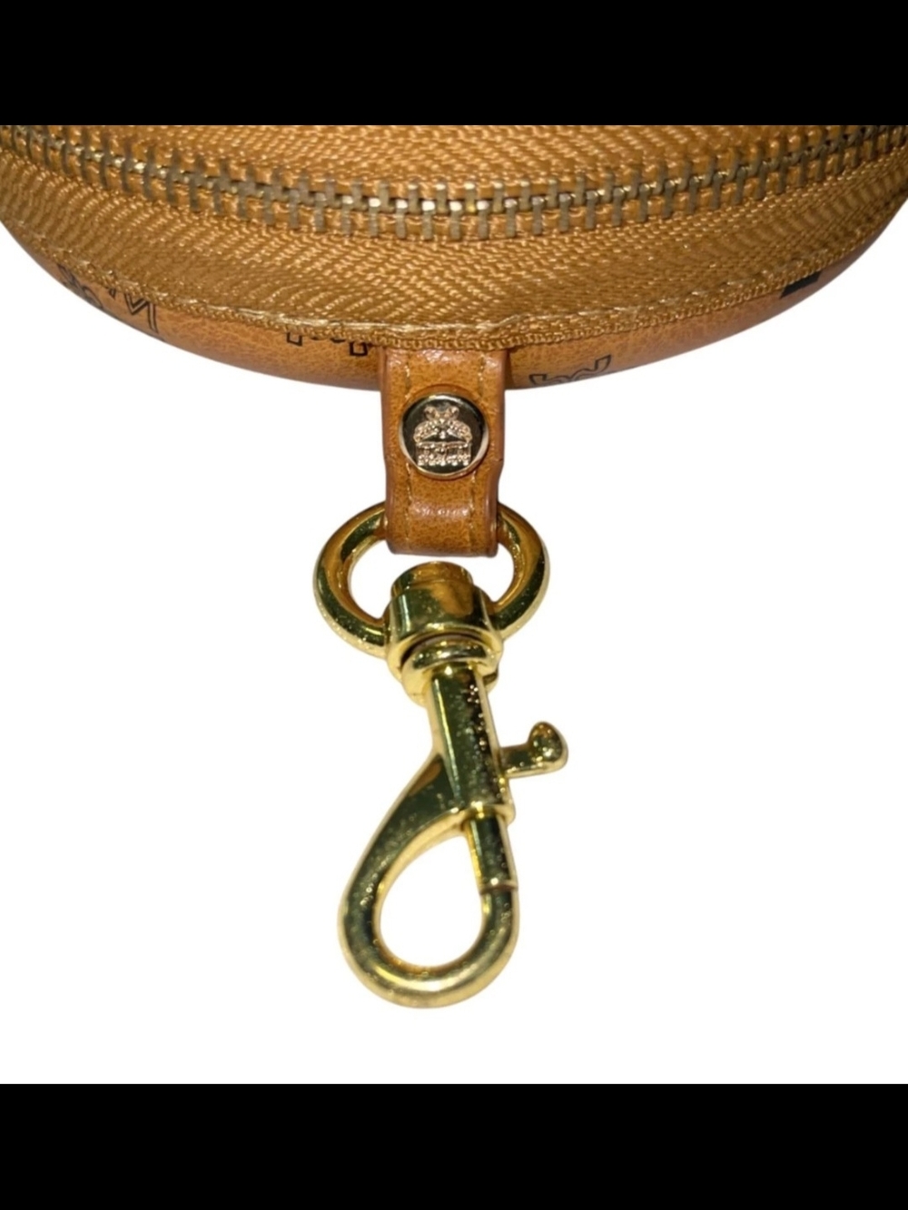 MCM Cognac Logo Oval Structured Pouch with Gold Hardware - Picture 10 of 10